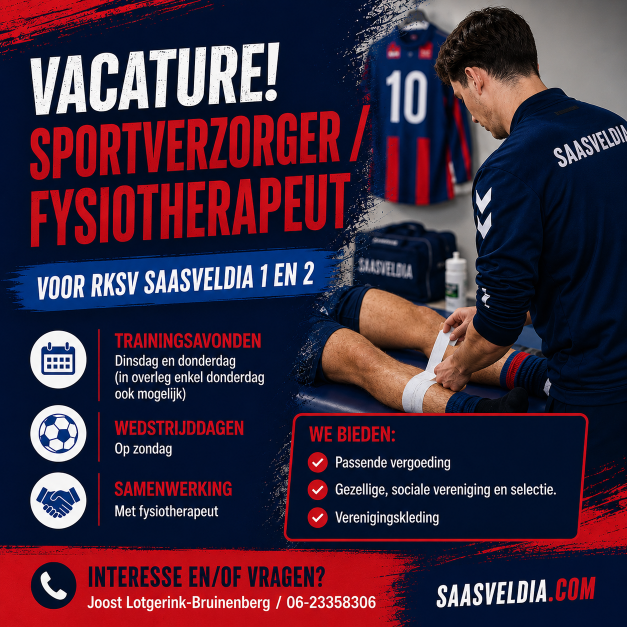 Vacature: Sportverzorger / fysio